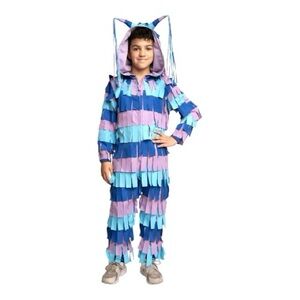 Colorful Kids Piñata loot lama jumpsuit Costume S -med Minecraft themed parties